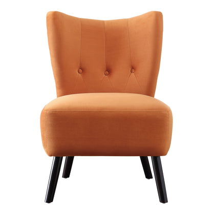 Homelegance Imani Accent Chair in Orange Velvet with Button Tufted Back 1166RN-1
