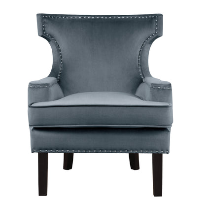 Homelegance Lapis Accent Chair in Gray Velvet with Nailhead Trim 1190GY-1