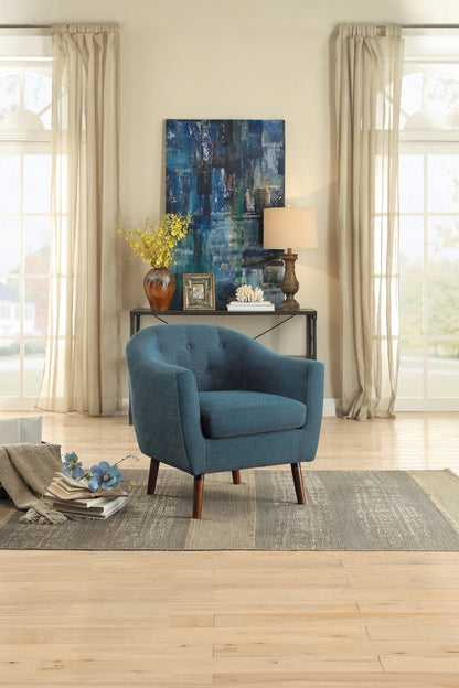 Homelegance Lucille Accent Chair in Textured Blue Fabric with Espresso Legs 1192BL