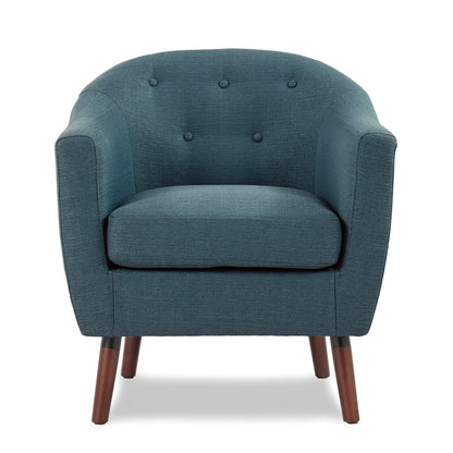 Homelegance Lucille Accent Chair in Textured Blue Fabric with Espresso Legs 1192BL
