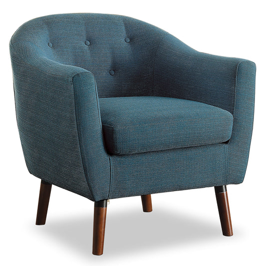Homelegance Lucille Accent Chair in Textured Blue Fabric with Espresso Legs 1192BL