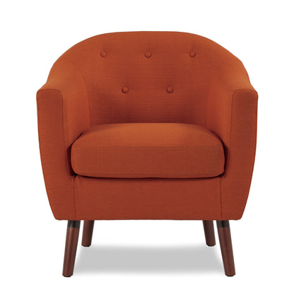 Homelegance Lucille Accent Chair in Textured Orange Fabric with Espresso Legs 1192RN