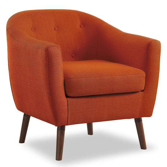 Homelegance Lucille Accent Chair in Textured Orange Fabric with Espresso Legs 1192RN