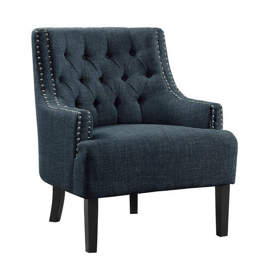 Homelegance Charisma Accent Chair in Textured Indigo with Button Tufting 1194IN