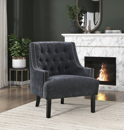 Homelegance Charisma Accent Chair in Black Chenille with Button Tufting 1194NBK-1