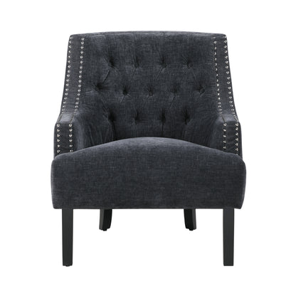 Homelegance Charisma Accent Chair in Black Chenille with Button Tufting 1194NBK-1