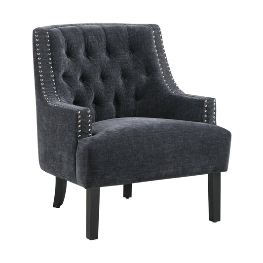 Homelegance Charisma Accent Chair in Black Chenille with Button Tufting 1194NBK-1