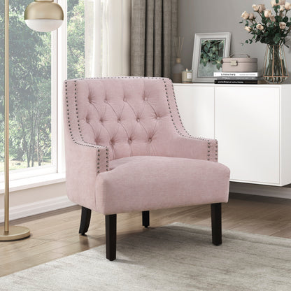 Homelegance Charisma Accent Chair in Pink Chenille with Button Tufting 1194NPK-1