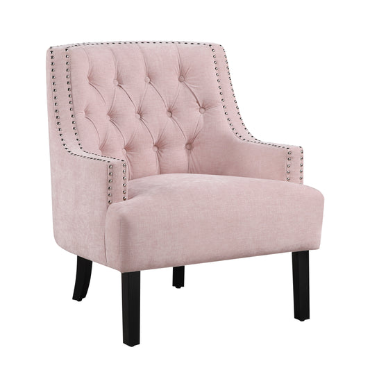 Homelegance Charisma Accent Chair in Pink Chenille with Button Tufting 1194NPK-1
