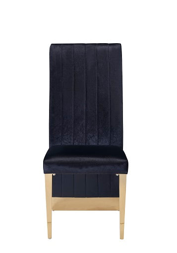 Modrest Keisha Modern Black Velvet and Gold Dining Chair Set of 2