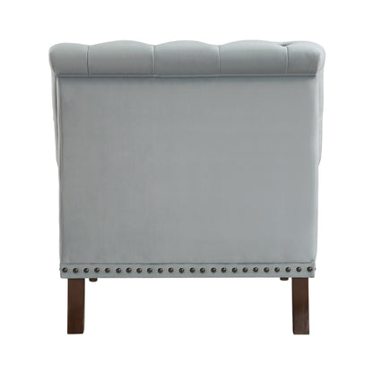 Homelegance Holland Park Accent Chair in Gray Velvet with Button Tufting 1201F4S