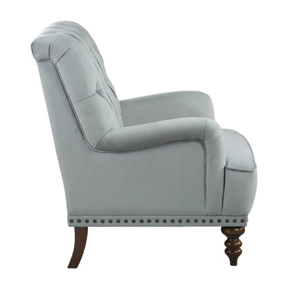Homelegance Holland Park Accent Chair in Gray Velvet with Button Tufting 1201F4S