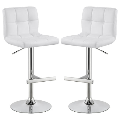 Lenny Upholstered Adjustable Bar Stool White (Set of 2)