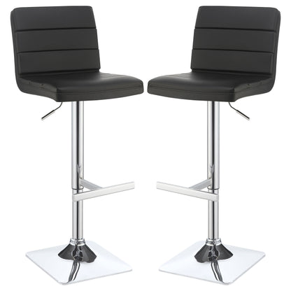 Bianca Upholstered Adjustable Bar Stool Black (Set of 2)