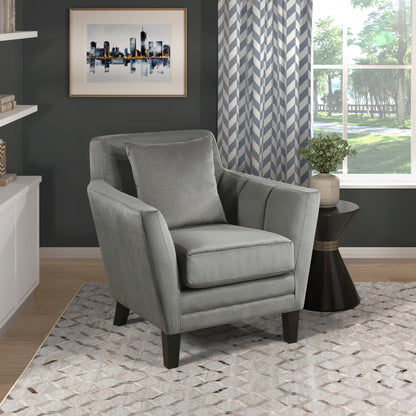 Homelegance Adore Accent Chair in Gray Velvet with Dark Brown Legs 1209GRY-1