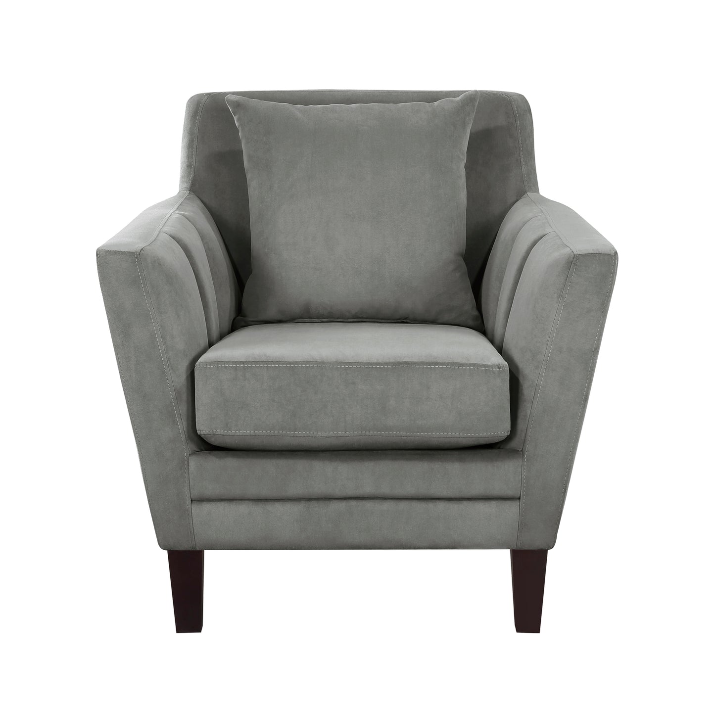 Homelegance Adore Accent Chair in Gray Velvet with Dark Brown Legs 1209GRY-1
