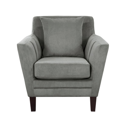 Homelegance Adore Accent Chair in Gray Velvet with Dark Brown Legs 1209GRY-1