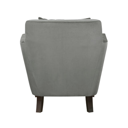 Homelegance Adore Accent Chair in Gray Velvet with Dark Brown Legs 1209GRY-1
