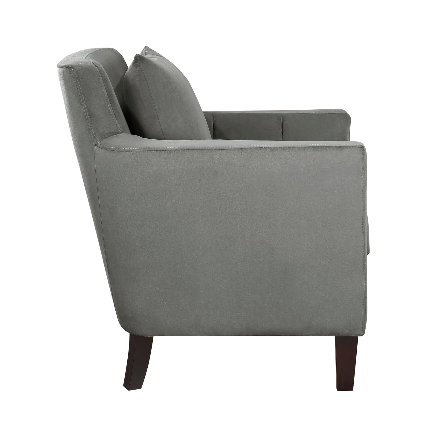 Homelegance Adore Accent Chair in Gray Velvet with Dark Brown Legs 1209GRY-1