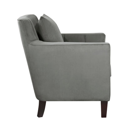 Homelegance Adore Accent Chair in Gray Velvet with Dark Brown Legs 1209GRY-1