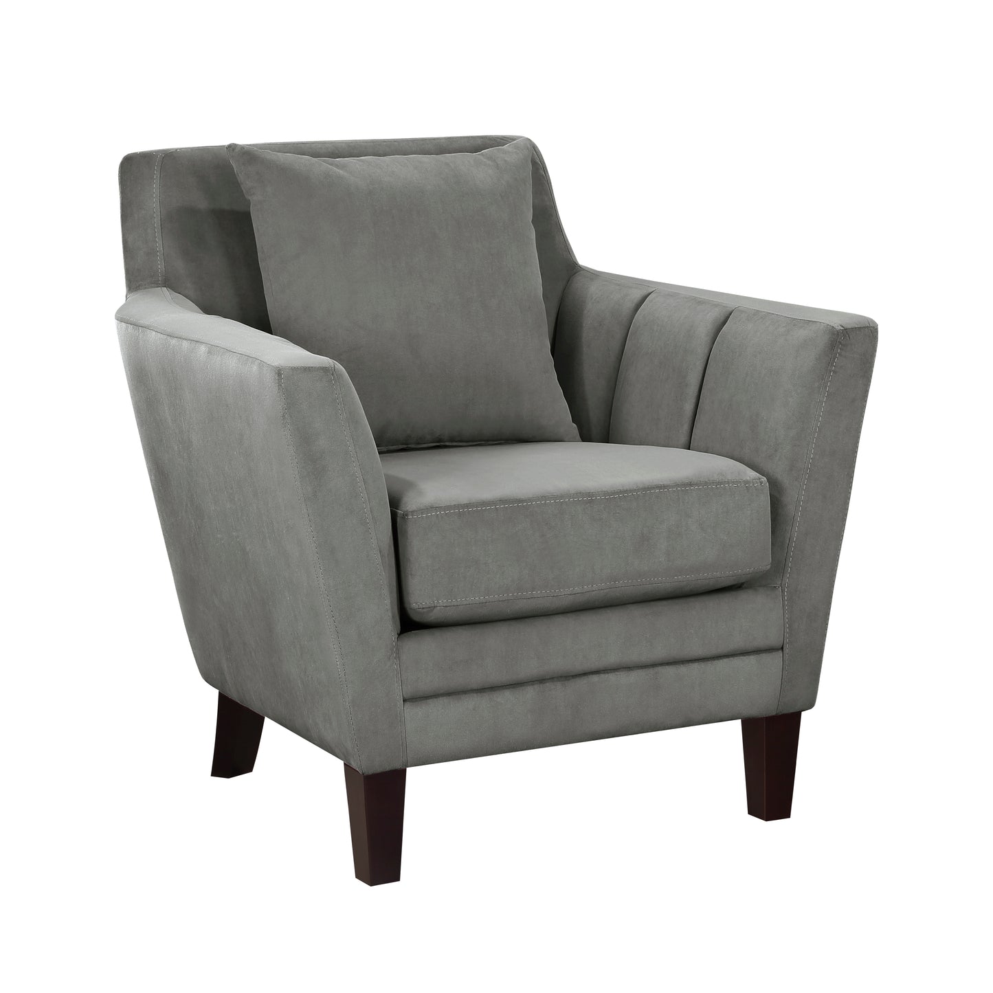 Homelegance Adore Accent Chair in Gray Velvet with Dark Brown Legs 1209GRY-1