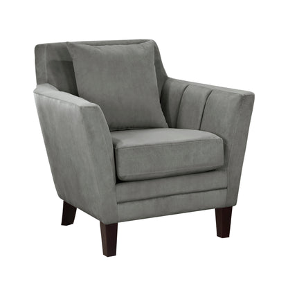 Homelegance Adore Accent Chair in Gray Velvet with Dark Brown Legs 1209GRY-1