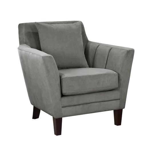 Homelegance Adore Accent Chair in Gray Velvet with Dark Brown Legs 1209GRY-1