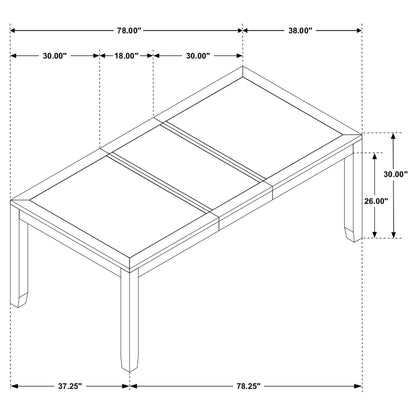 Elodie Rectangular 78-inch Extension Leaf Dining Table Black