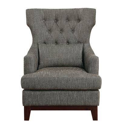Homelegance Adriano Accent Chair in Brown Gray Textured Fabric with Nailhead Trim 1217F3S