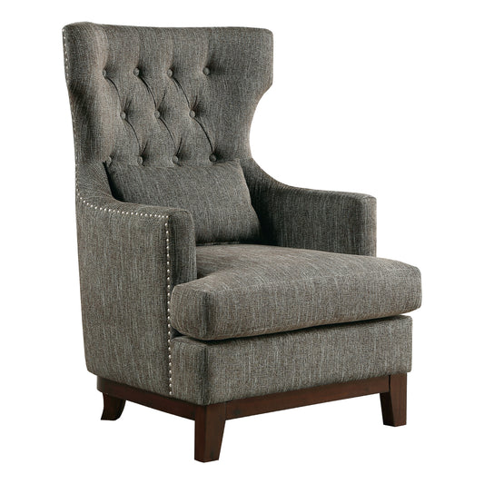 Homelegance Adriano Accent Chair in Brown Gray Textured Fabric with Nailhead Trim 1217F3S