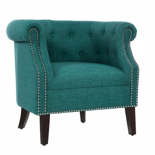 Homelegance Karlock Accent Chair in Teal with Button-Tufted Barrel Back 1220F3S