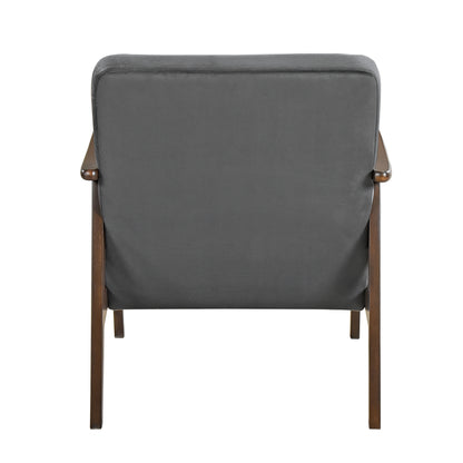 Homelegance Landers Accent Chair in Dark Gray Velvet with Dark Walnut Finish 1230DG-1