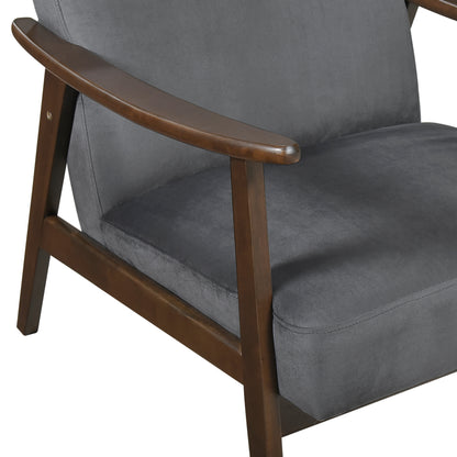 Homelegance Landers Accent Chair in Dark Gray Velvet with Dark Walnut Finish 1230DG-1