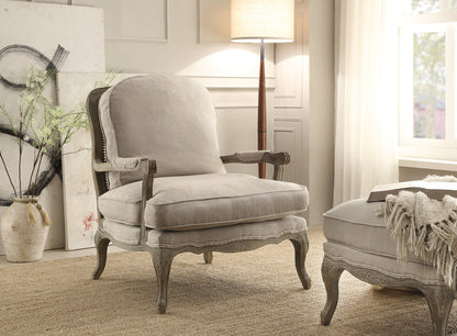 Homelegance Parlier Accent Chair in Natural Textured Fabric with Weathered Gray Finish 1234-1