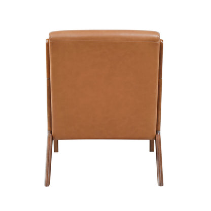 Homelegance Gabe Accent Chair in Matt Brown Faux Leather with Walnut Finish 1247BRW-1