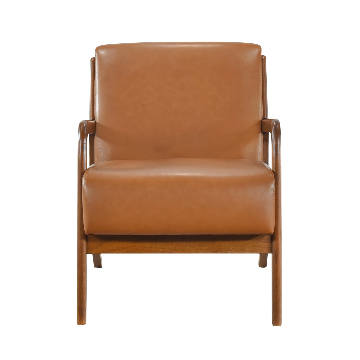 Homelegance Gabe Accent Chair in Matt Brown Faux Leather with Walnut Finish 1247BRW-1