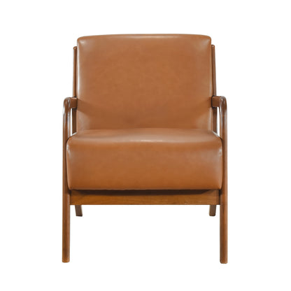 Homelegance Gabe Accent Chair in Matt Brown Faux Leather with Walnut Finish 1247BRW-1
