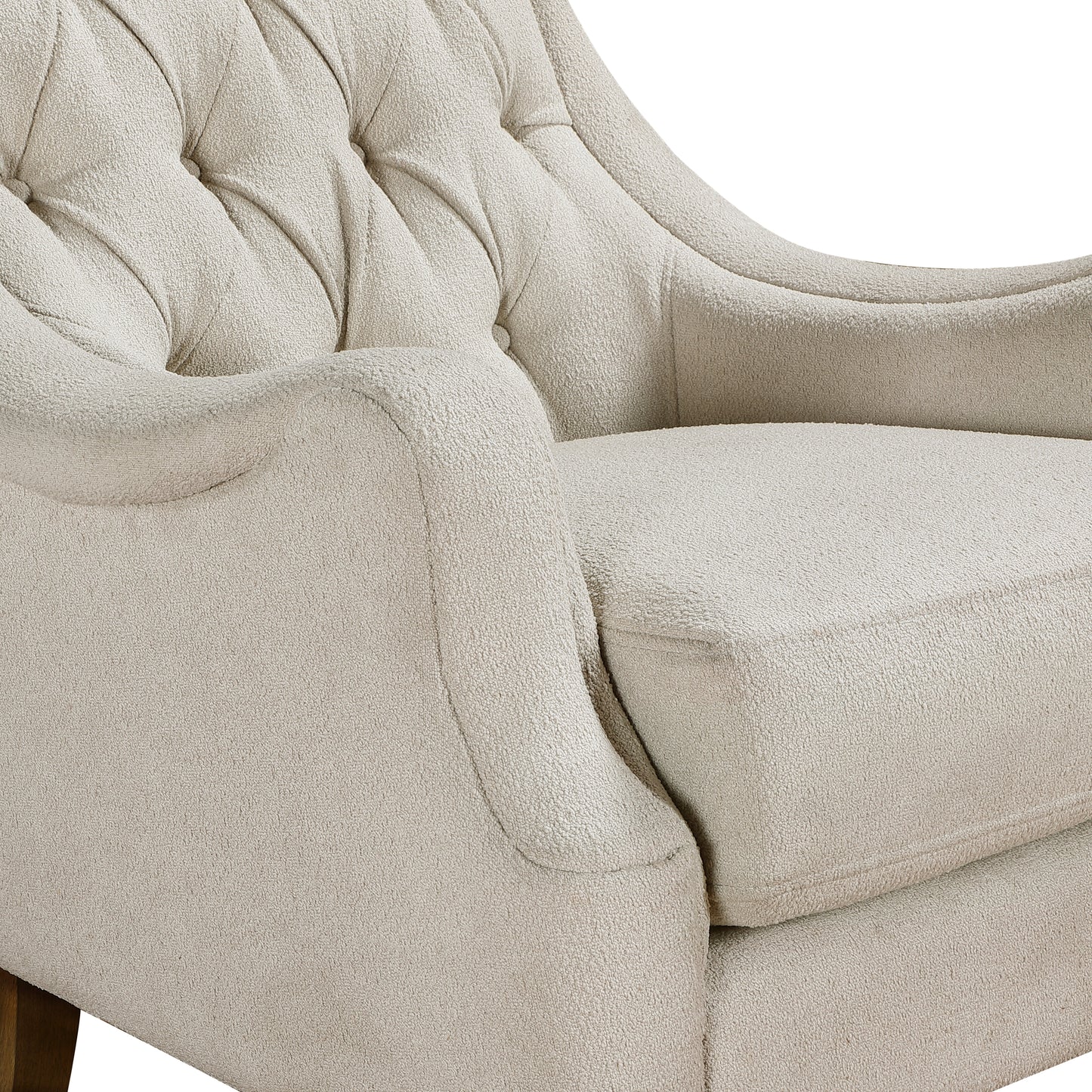 Homelegance Stella Accent Chair in Beige Boucle Fabric with Button Tufting 1248BE-1