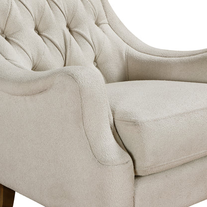 Homelegance Stella Accent Chair in Beige Boucle Fabric with Button Tufting 1248BE-1