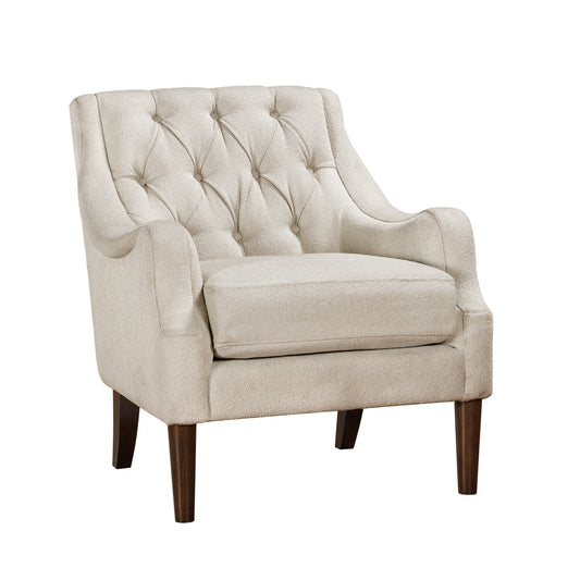 Homelegance Stella Accent Chair in Beige Boucle Fabric with Button Tufting 1248BE-1