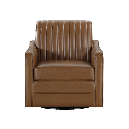 Homelegance November Swivel Accent Chair in Brown Faux Leather 1257BR-1