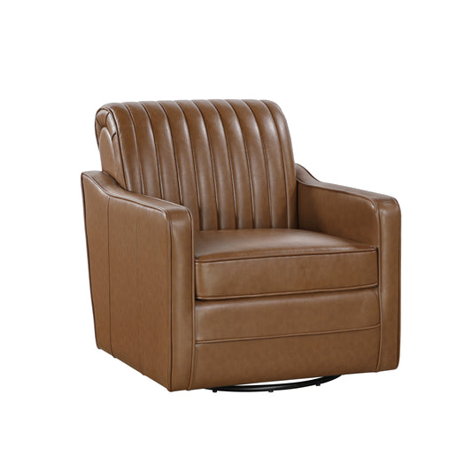 Homelegance November Swivel Accent Chair in Brown Faux Leather 1257BR-1