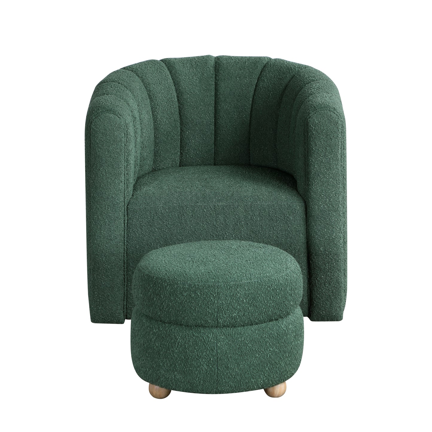 Homelegance Accent Chair Swivel Chair with Ottoman in Green Fabric 1260GN