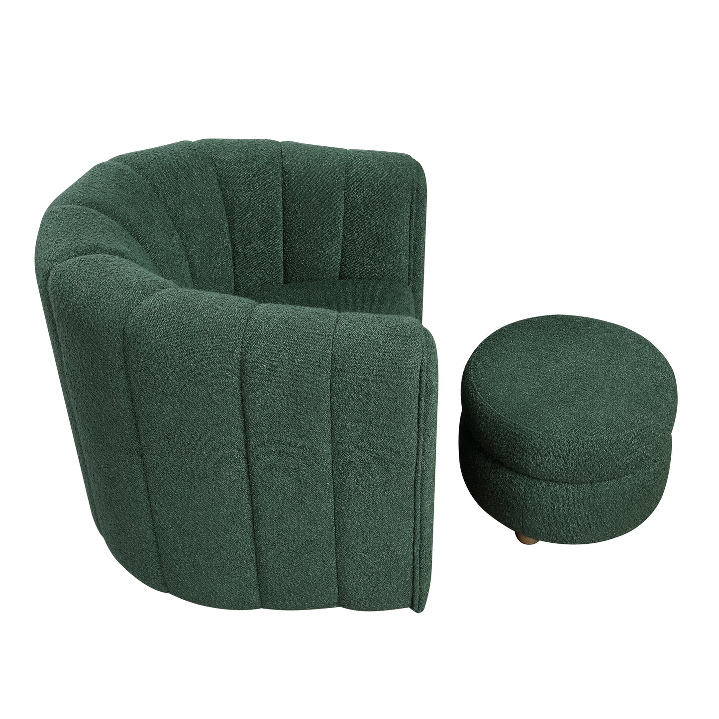 Homelegance Accent Chair Swivel Chair with Ottoman in Green Fabric 1260GN