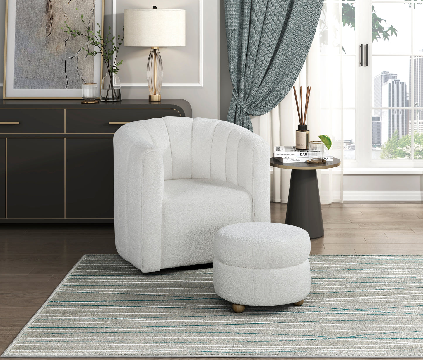 Homelegance Accent Chair Swivel Chair with Ottoman Solid Wood Frame 1260WH