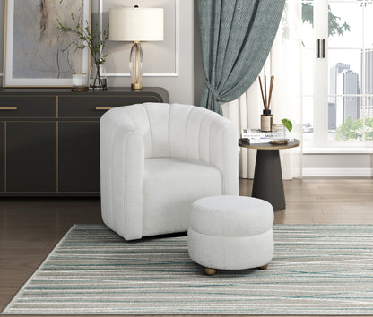 Homelegance Accent Chair Swivel Chair with Ottoman Solid Wood Frame 1260WH