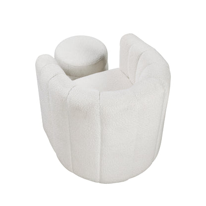 Homelegance Accent Chair Swivel Chair with Ottoman Solid Wood Frame 1260WH