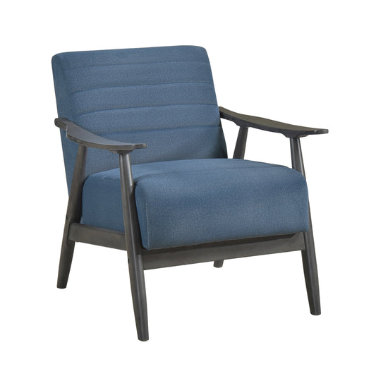 Homelegance Greeley Accent Chair in Blue Velvet with Brick Gray Finish 1287BU-1