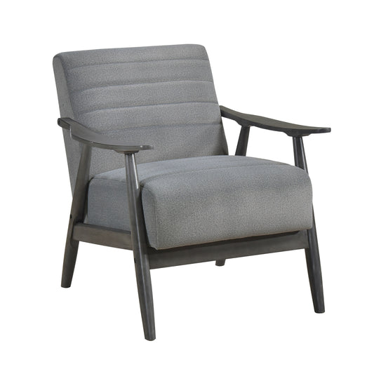 Homelegance Greeley Accent Chair in Gray Velvet with Exposed Wood Frame 1287GY-1