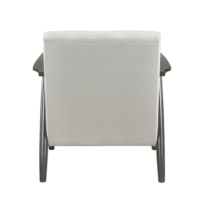 Homelegance Greeley Accent Chair in Pearl Velvet with Brick Gray Exposed Wood 1287PE-1